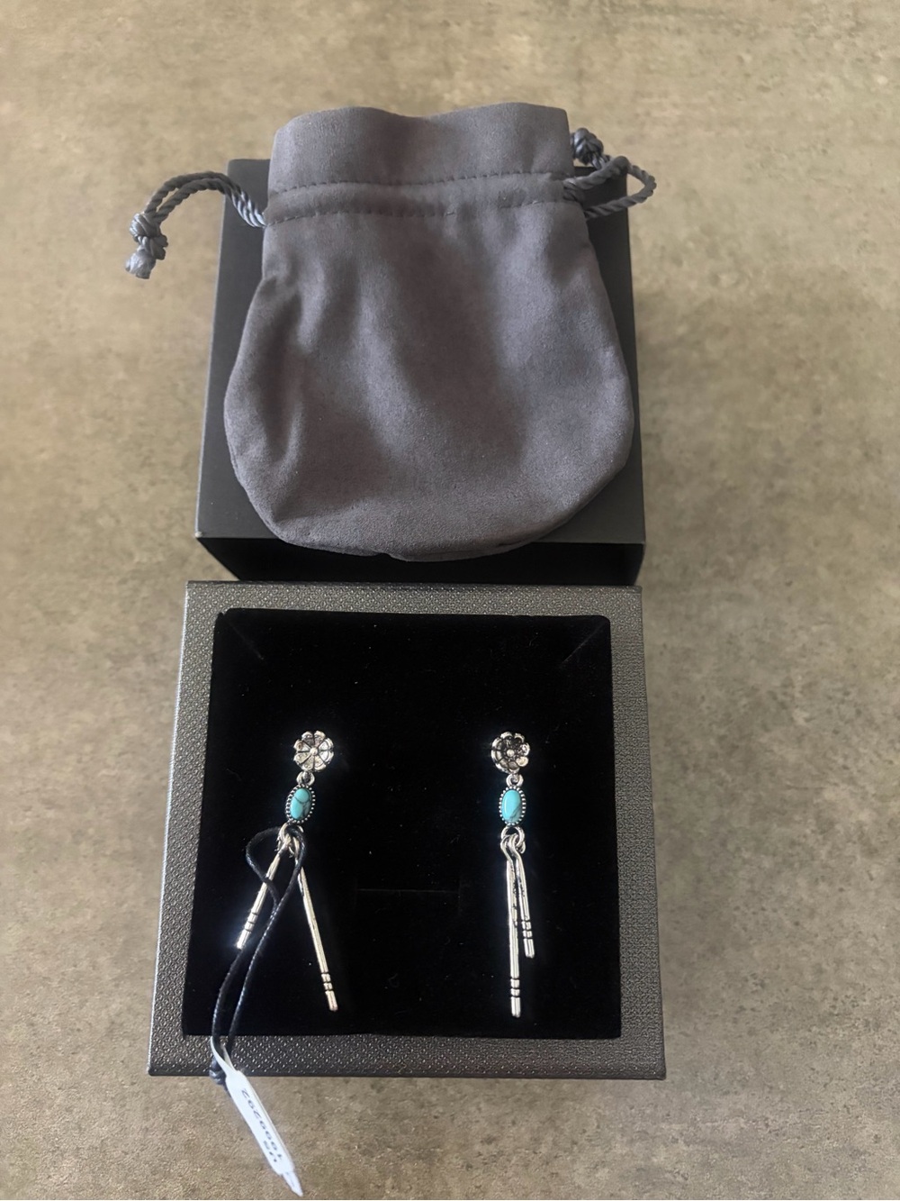 Sterling Silver Turquoise Drop Earrings - Blue Silver